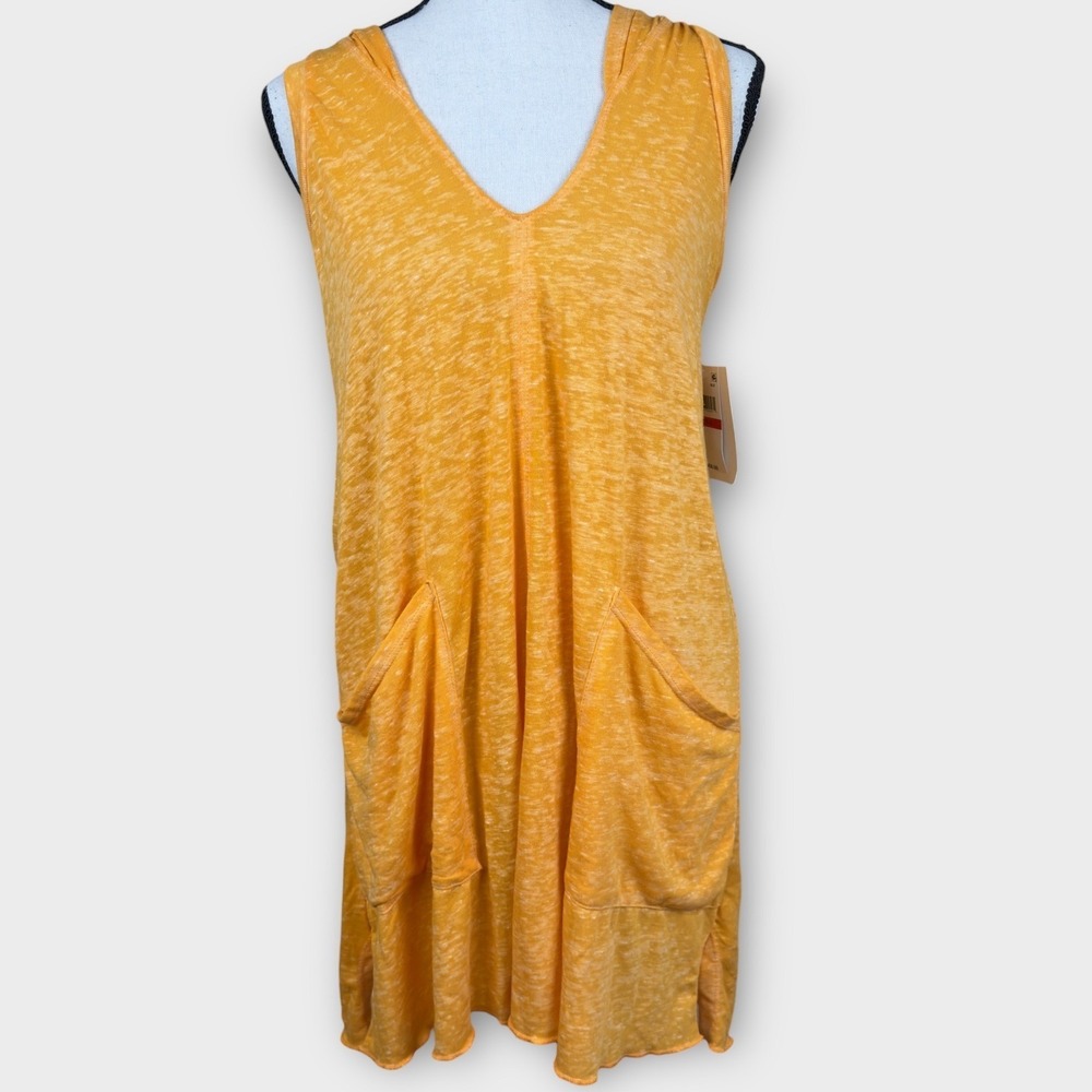 BECCA by Rebecca Virtue Hooded Cover-Up Women XS-S Orange NWT Sleeveless Pockets